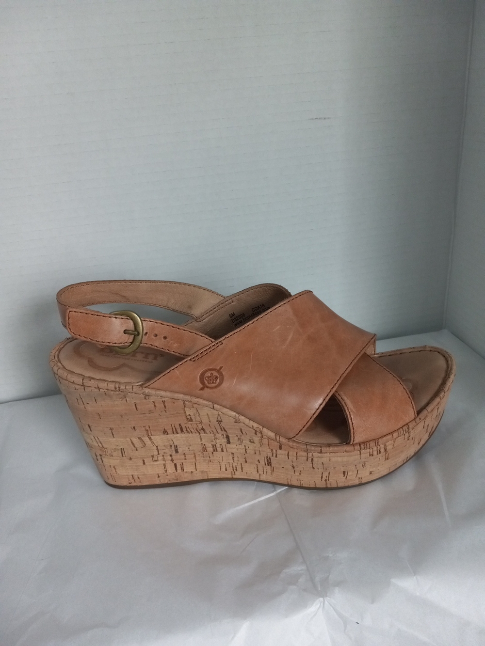 Born Tan Leather Cork Wedge Sandals - Picture 10 of 10